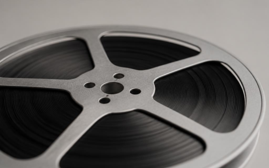 Minimalist close up of a 35mm film reel